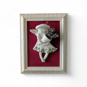 Paveikslas su angelu ir gėlėmis