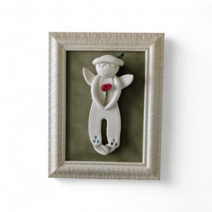 Įrėmintas keramikinis angeliukas